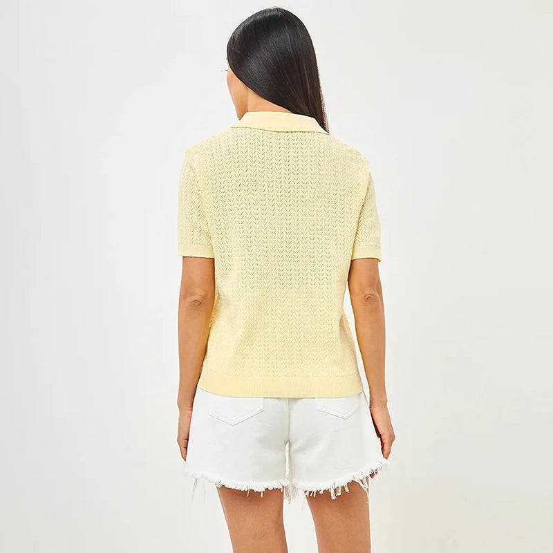 Moderne Gebreide Top met Korte Mouwen – Ontspannen & Stijlvol