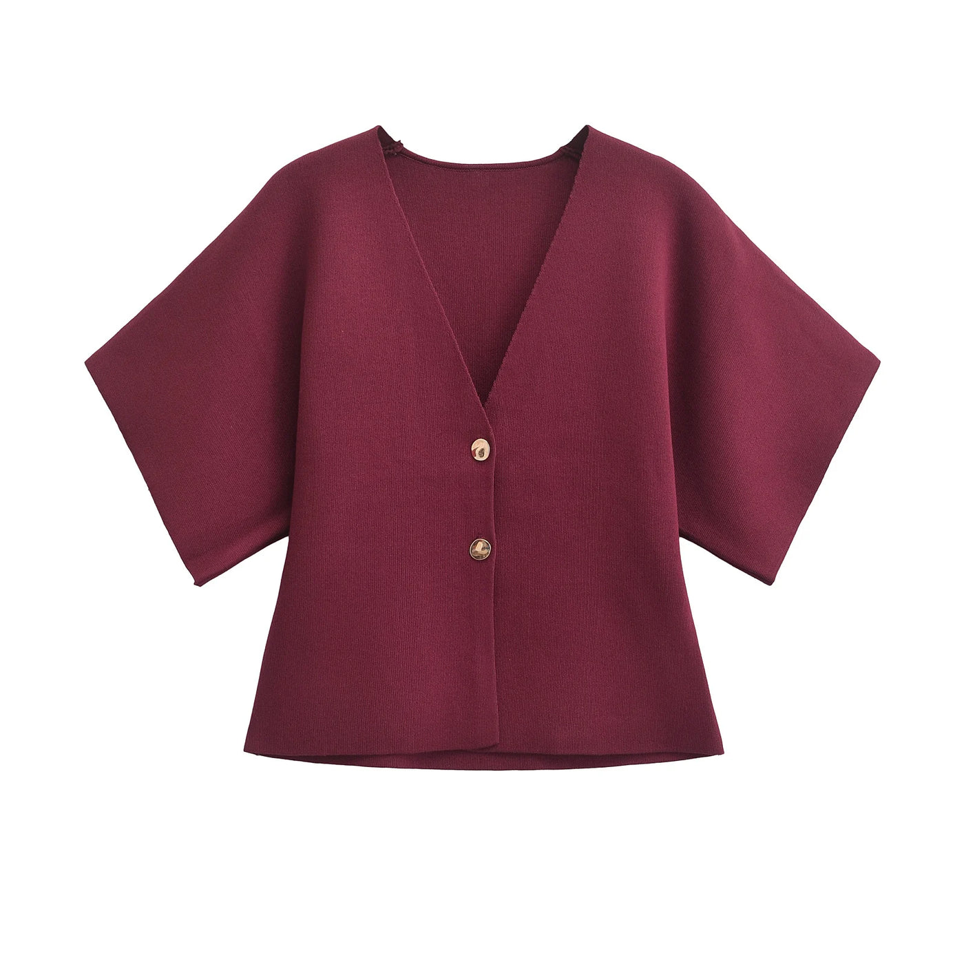 Alledaagse Elegant – Effen Gebreid Shirt met Trendy V-Hals