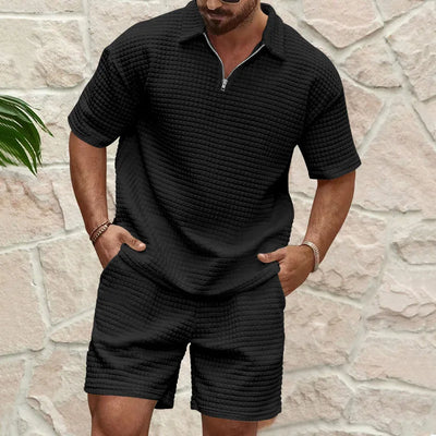 Stijlvolle Heren Tweedelige Set – Geruit Overhemd & Short